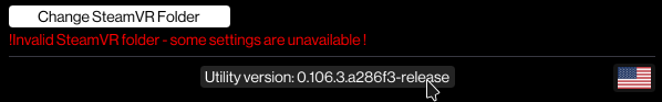 The bottom of the Utility window with the cursor above the Utility version number, which has become highlighted
